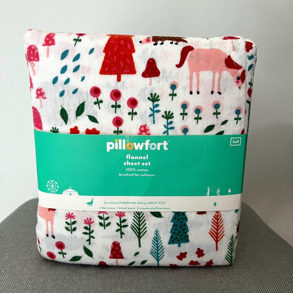'Wild Woods' Flannel Sheet Set cute Animals Mushrooms Flowers Trees Girls/Teen